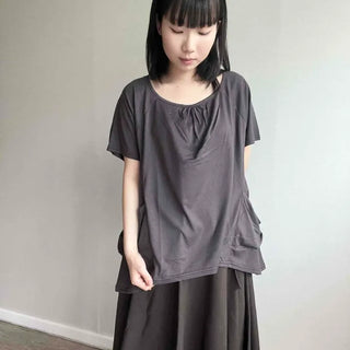 Shirred Cut Raglan Loose Fit Short Sleeve T-shirt
