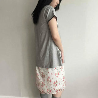 Shirred Flower A-line Loose Fit Daily Midi Skirt