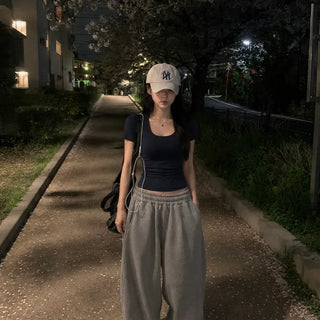 [Super Skinny Fit] Vivi Square Neck Basic Short Sleeve Tee