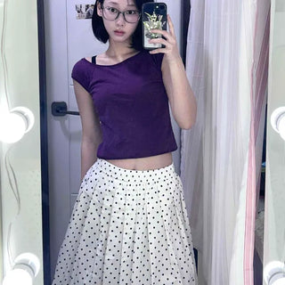 Dot Flare A-Line Daily Midi Skirt