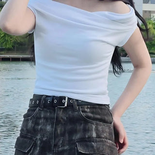 Drape Slim Fit Plain Daily Short Sleeve T-shirt