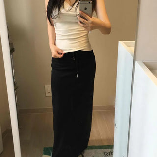 String Straight H-Line Loose Fit Daily Long Skirt