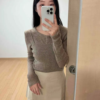 Button Plain Layered Slim Fit Long Sleeve Cardigan