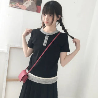 Koso star button layered T-shirt