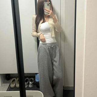 String Plain Wide Relaxed Fit Daily Training Bottoms