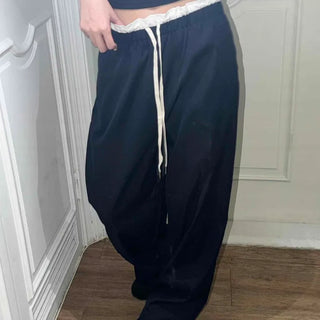 String Wide Loose Fit Daily Long Pants