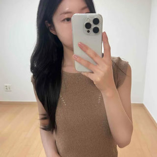 Punched Plain Regular Fit Sleeveless Daily
