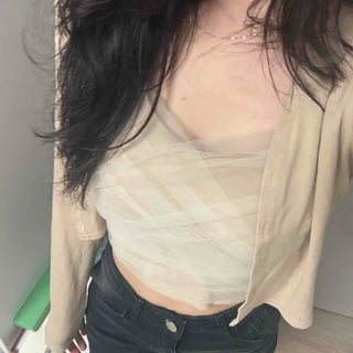 Strap See-through Layered Wrap Daily Two-Piece