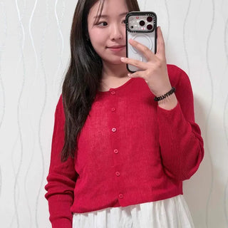 Lumi Button Plain Regular Fit Long Sleeve Cardigan