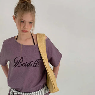 Wit Lettering Pigment Off-Sleeve T-Shirt