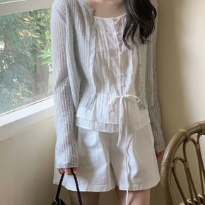 Summer Viscose Ribbed Knit Cardigan