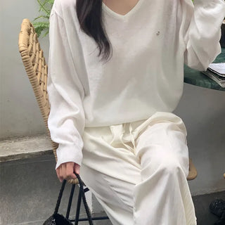 Summer Loose Fit V-Neck Linen Knit