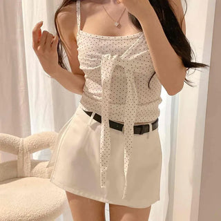 Ribbon Strap Dot Casual Daily Sleeveless