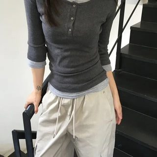 3/4 Layered Snap Tee