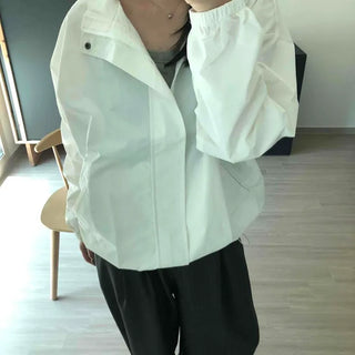 Oversized Plain Zipper Full-Zip Daily Windbreaker