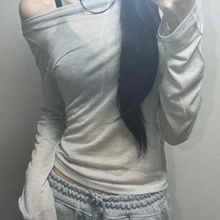 Slim Fit Plain Casual Long Sleeve T-shirt