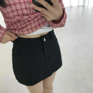Button A-line Daily Mini Skirt