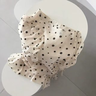 Lovely frill chiffon polka dot midi skirt asymmetrical summer skirt