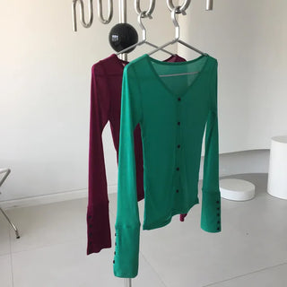 Summer Ruby Tencel V-neck Cardigan Must-Have Thin Outerwear Beachwear