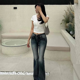 Deep Wash Back Pocket Bootcut Denim Pants
