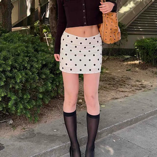 Dot Zipper H-Line Daily Mini Skirt
