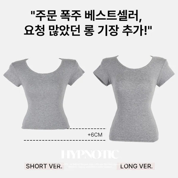 [MADE: In-house Production] Cap Sleeve Crop Short Sleeve T-shirt [Short/Long ver]