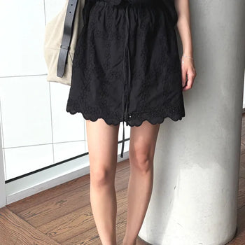 26SS GATHER Flower Embroidered Skirt
