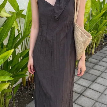 26SS Crinkled Scarf Sleeveless Dress