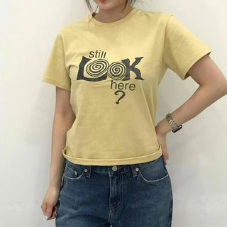 Printed Lettering Loose Fit Short Sleeve Daily T-shirt