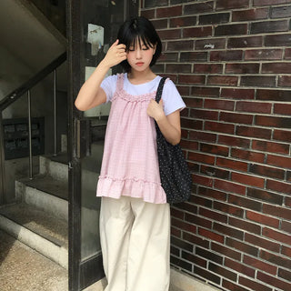Viva Mori Girl Frill Check Blouse