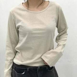 Loose Fit Plain Daily Long Sleeve T-shirt