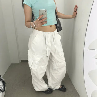 Elastic Waist Wide Cargo Pants  / Autumn Cargo Pants