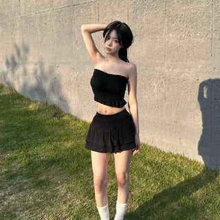 Dot Frill Tiered Flare Daily Mini Skirt