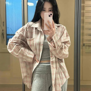 Sebi Button-Down Oversized Check Long Sleeve Shirt