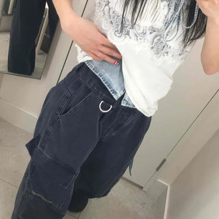 Loose Fit Cargo Pocket Washed Wide Daily Long Pants