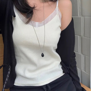 Kind Color Block Chiffon Sleeveless Blouse