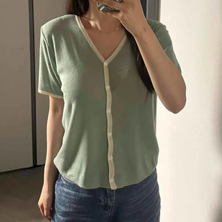 Contrast Button Down Regular Fit Plain Short Sleeve
