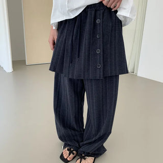 Rta Striped Layered Skirt Pants