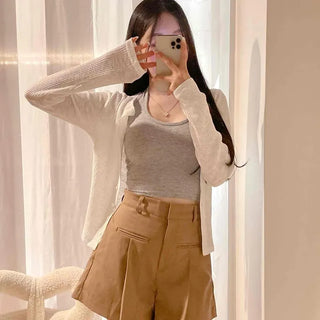 Button-down Regular Fit Plain Long Sleeve Cardigan