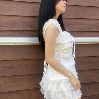 Shirred Ribbon Button Strap Daily Blouse