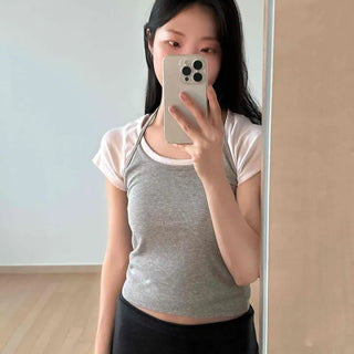 Layered Plain Slim Fit Short Sleeve Daily T-shirt