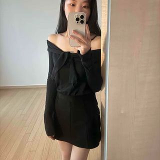 Ribbon Plain Loose Fit Daily Long Sleeve T-shirt