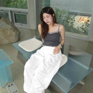 Loose-fit Lettering Graphic String Wide Long Pants