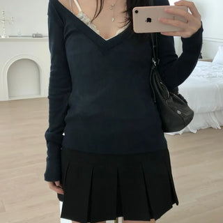 See-through Deep V-Neck T-Shirt (2 colors)