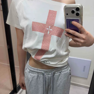 Loose Fit Graphic Lettering Print Raglan Sleeve Short T-shirt