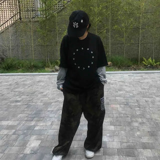 Layered Graphic Oversized Daily Long-Sleeve T-Shirt