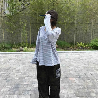 Striped Oversized Daily Long-Sleeve T-Shirt
