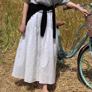Onlive Pintuck Flare Banding Long Skirt