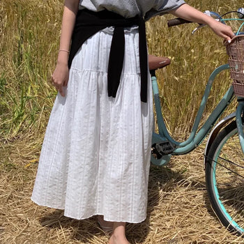 Onlive Pintuck Flare Banding Long Skirt