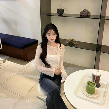 Slim Fit Plain String Daily Long Sleeve T-shirt